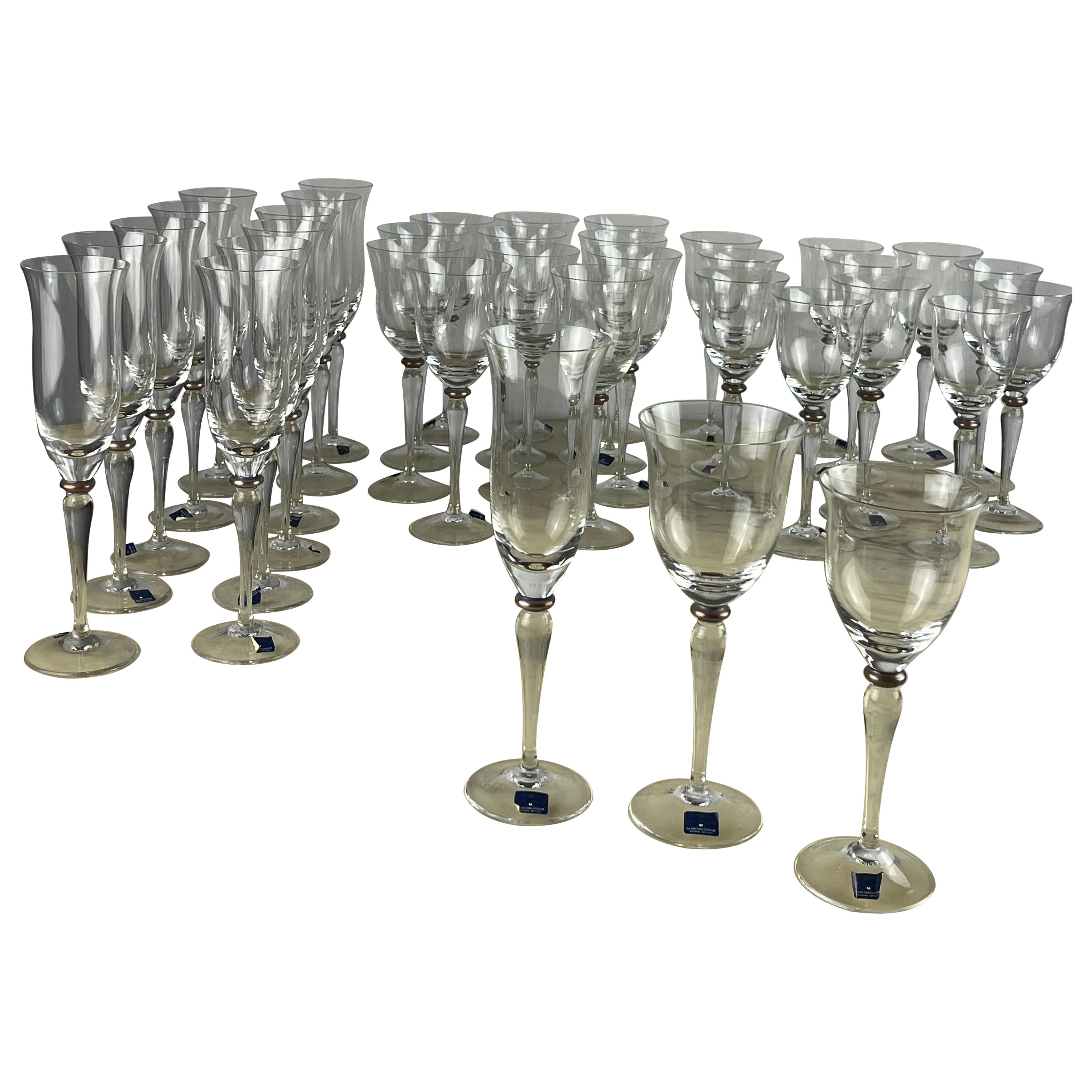Set 36 pcs. Very Thin Crystal Glasses, Czech Republic, 80s