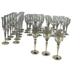Set 36 pcs. Very Thin Crystal Glasses, Czech Republic, 80s