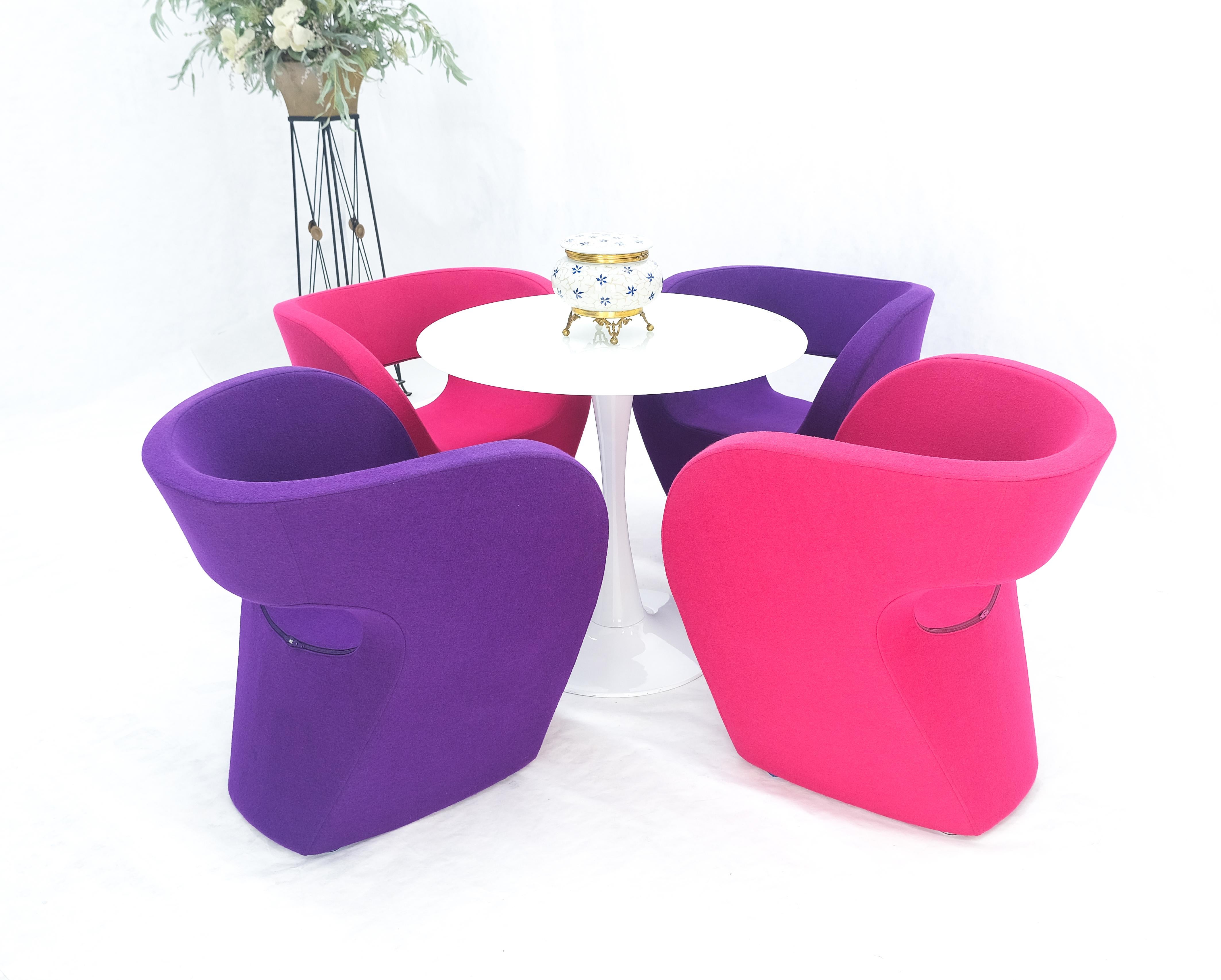 Set 4 Albert Armchair by Ron Arad for Moroso Purple & Red Wool Upholstery MINT! For Sale 8