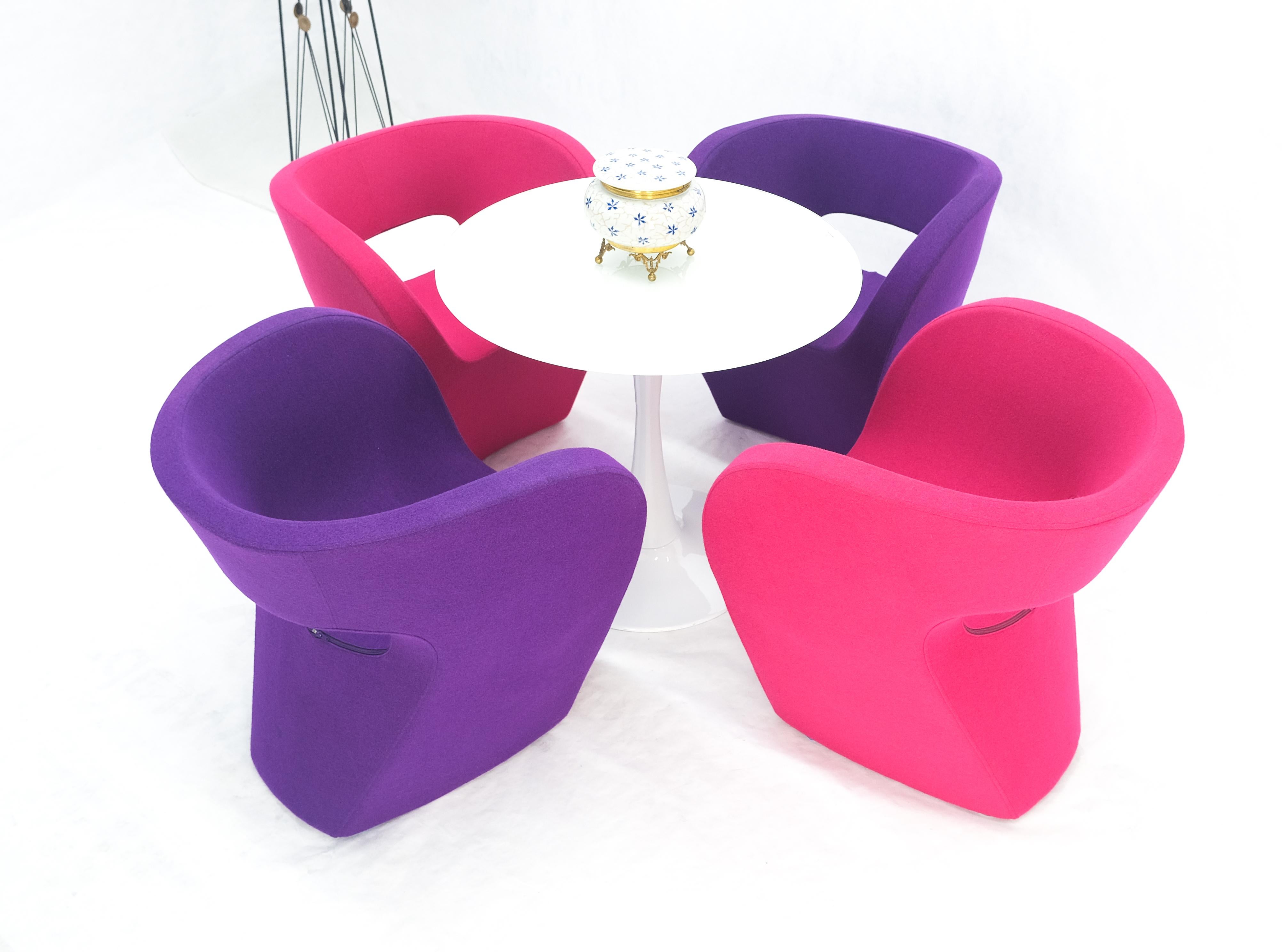 Set 4 Albert Armchair by Ron Arad for Moroso Purple & Red Wool Upholstery MINT! For Sale 9