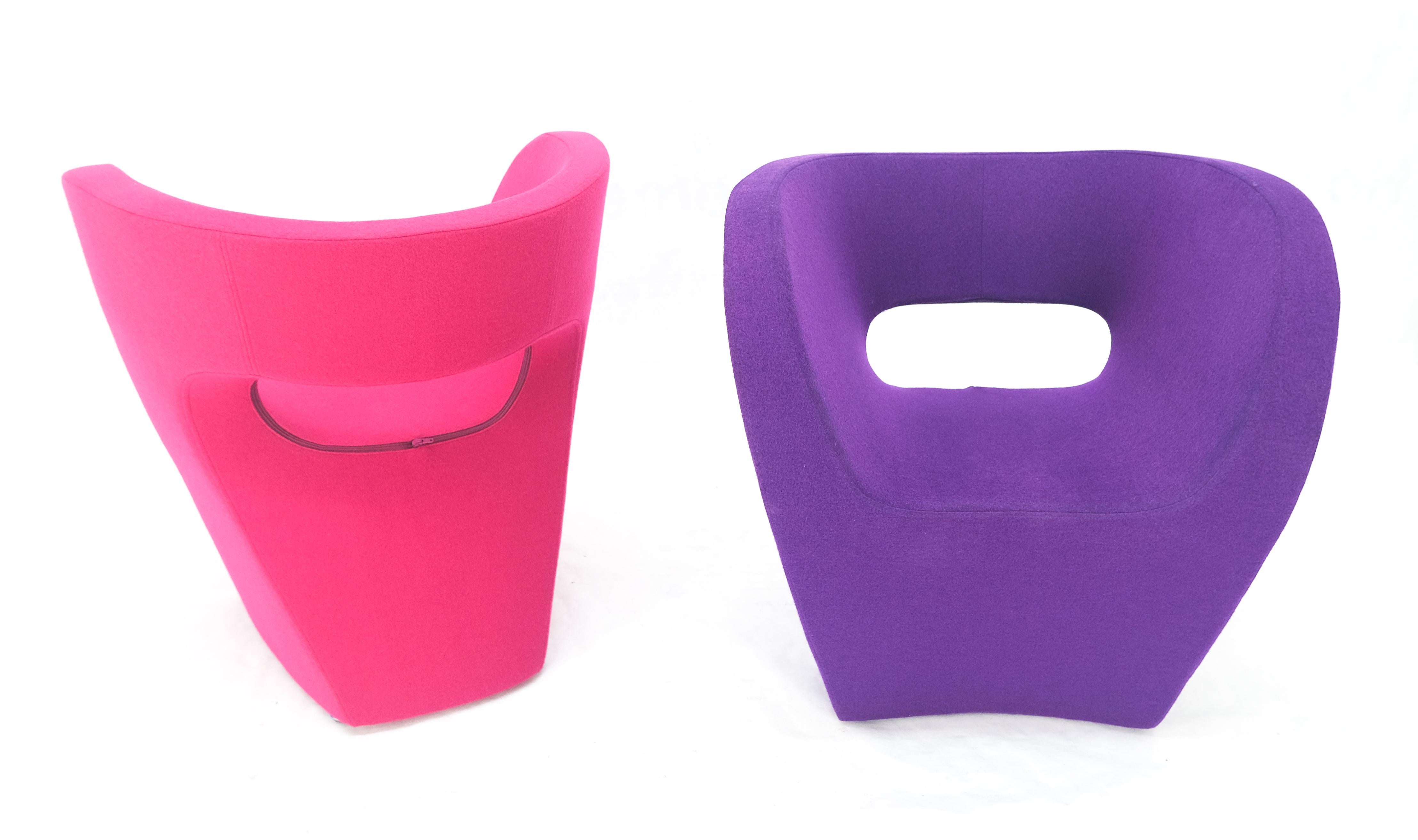 Set 4 Albert Armchair by Ron Arad for Moroso Purple & Red Wool Upholstery MINT! For Sale 11
