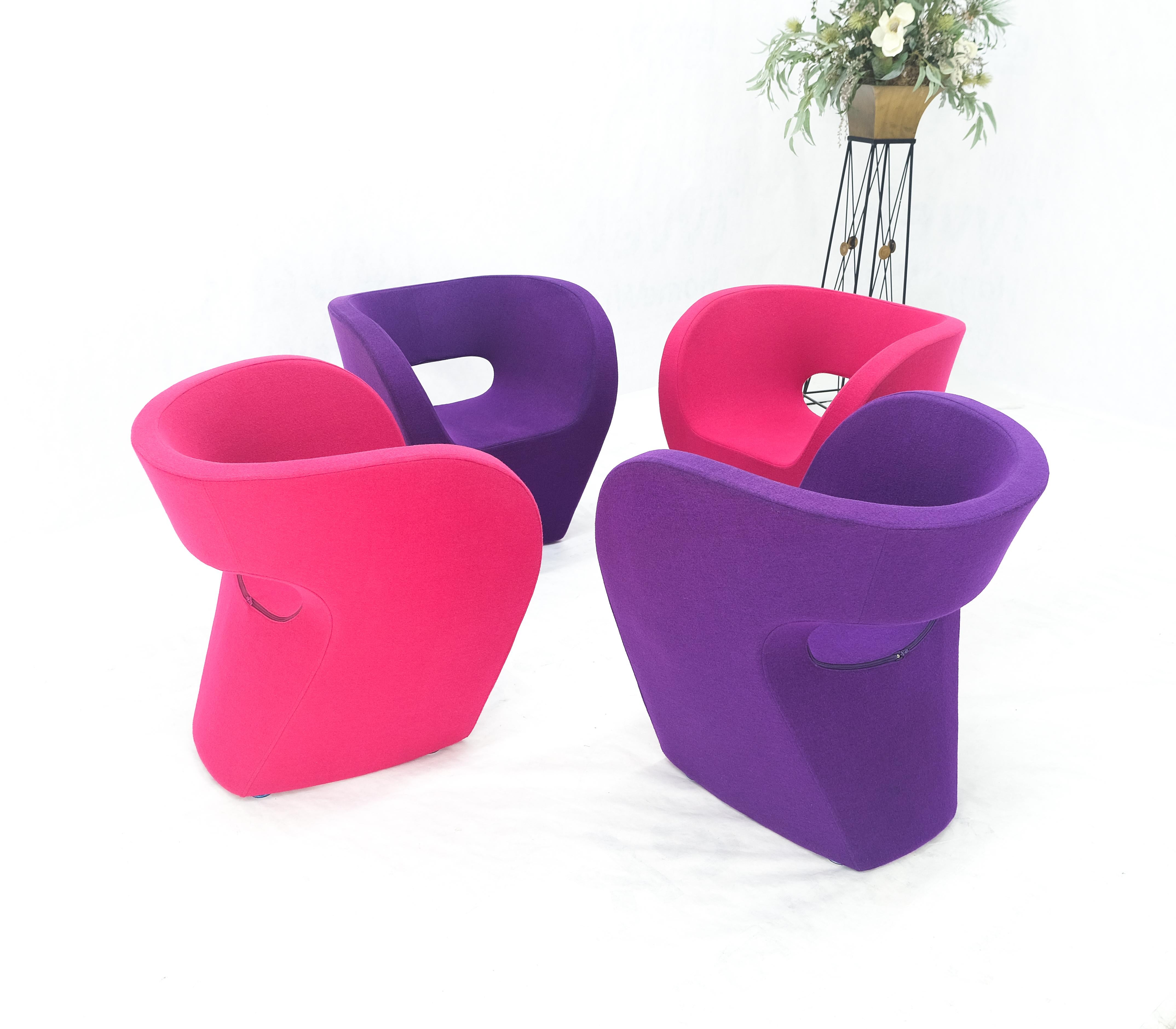 Set 4 Albert Armchair by Ron Arad for Moroso Purple & Red Wool Upholstery MINT! For Sale 2