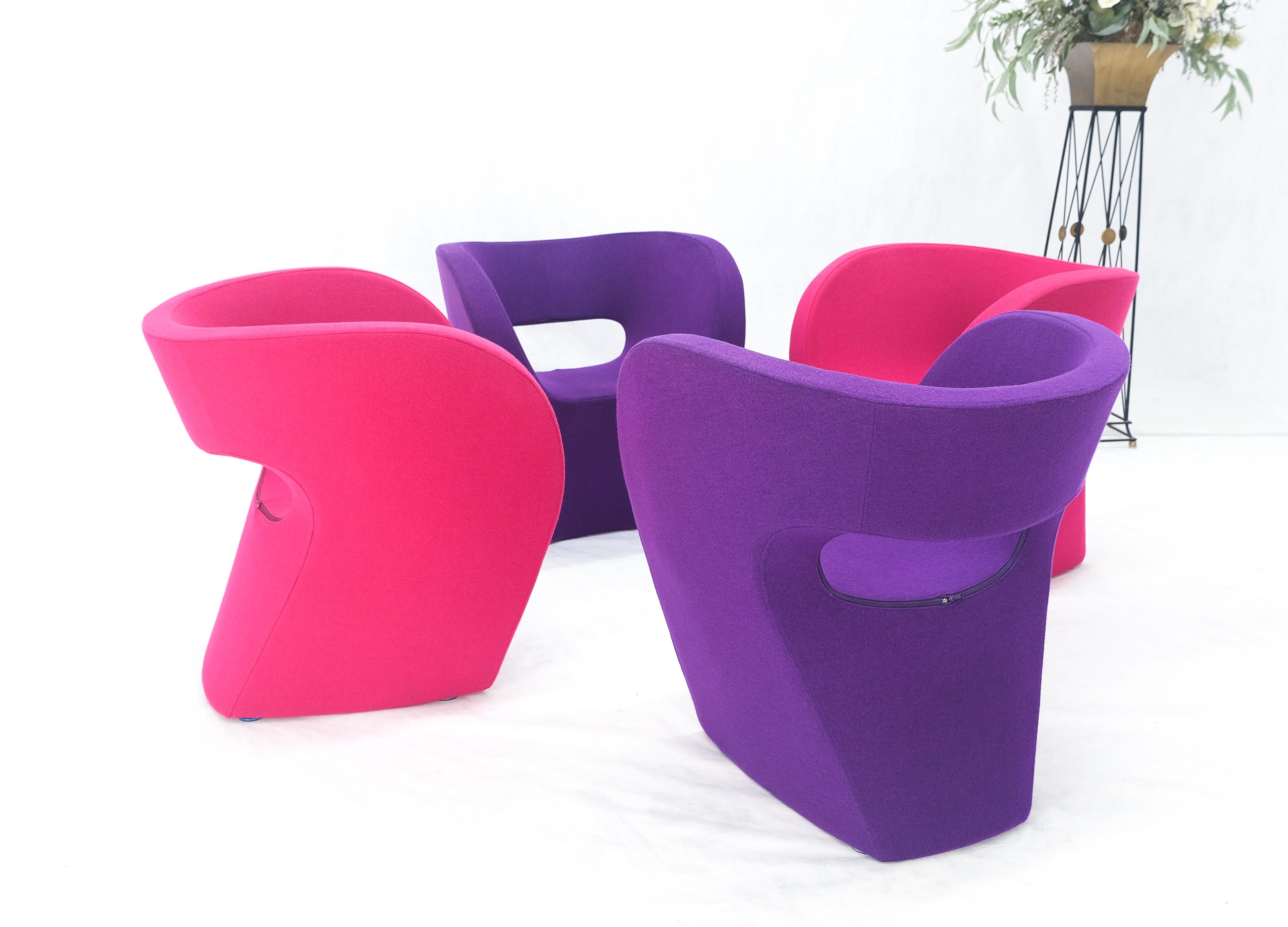 Set 4 Albert Armchair by Ron Arad for Moroso Purple & Red Wool Upholstery MINT! For Sale 4