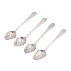 Set 4 American coin silver bird back tea spoons by Anthony Simmons, c. 1795-1808
