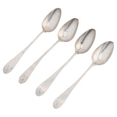 Set 4 American coin silver bird back tea spoons by Anthony Simmons, c. 1795-1808