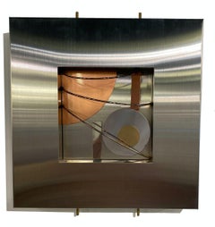 Set 4 American Modern Stainless Steel, Brass & Copper Wall Sculptures, Curtis Jere