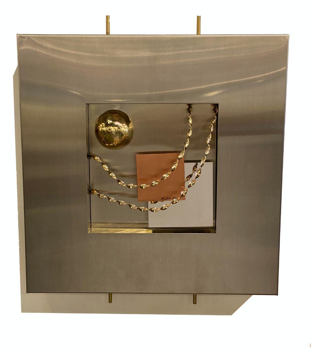 Set 4 American Modern Stainless Steel, Brass & Copper Wall Sculptures, Curtis Jere In Good Condition For Sale In Hollywood, FL