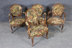 Set 4 Antique Fantastic Louis XV style Needle point Side chairs