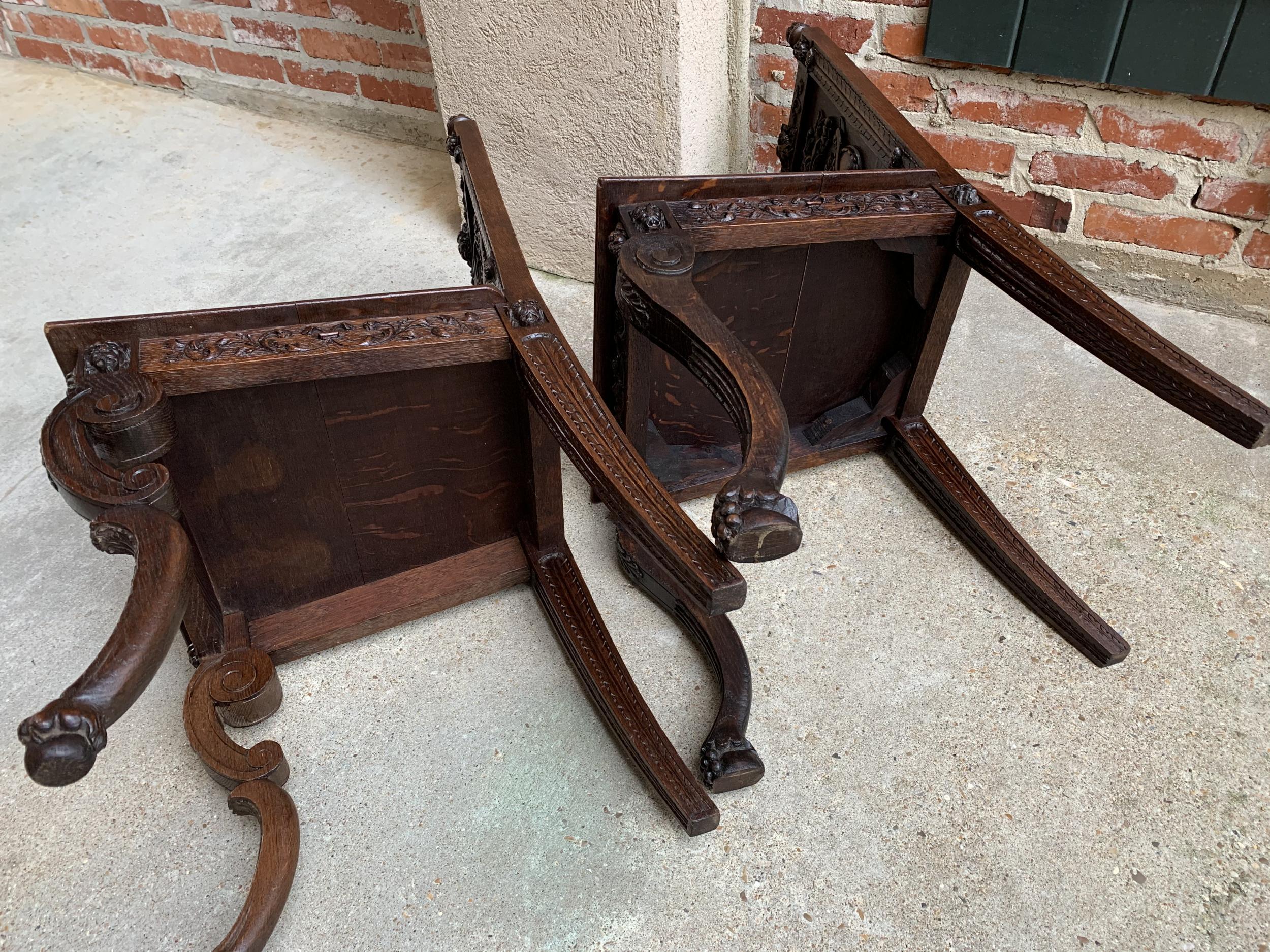 Set 4 Antique French Carved Oak Dining Chair Renaissance Dragon Lion Gothic 14