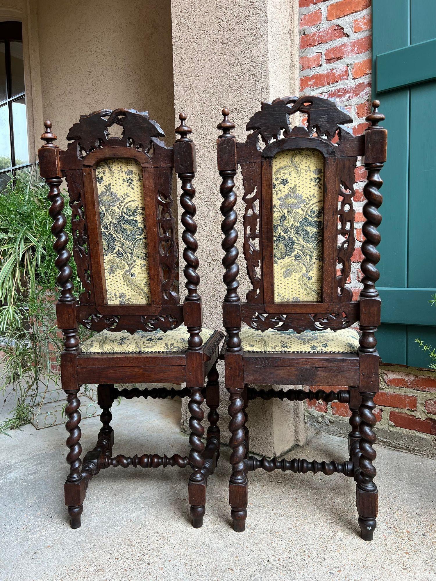 Satz 4 Antique French Dining Chair Barley Twist Renaissance geschnitzt Oak Green 1900 im Angebot 12