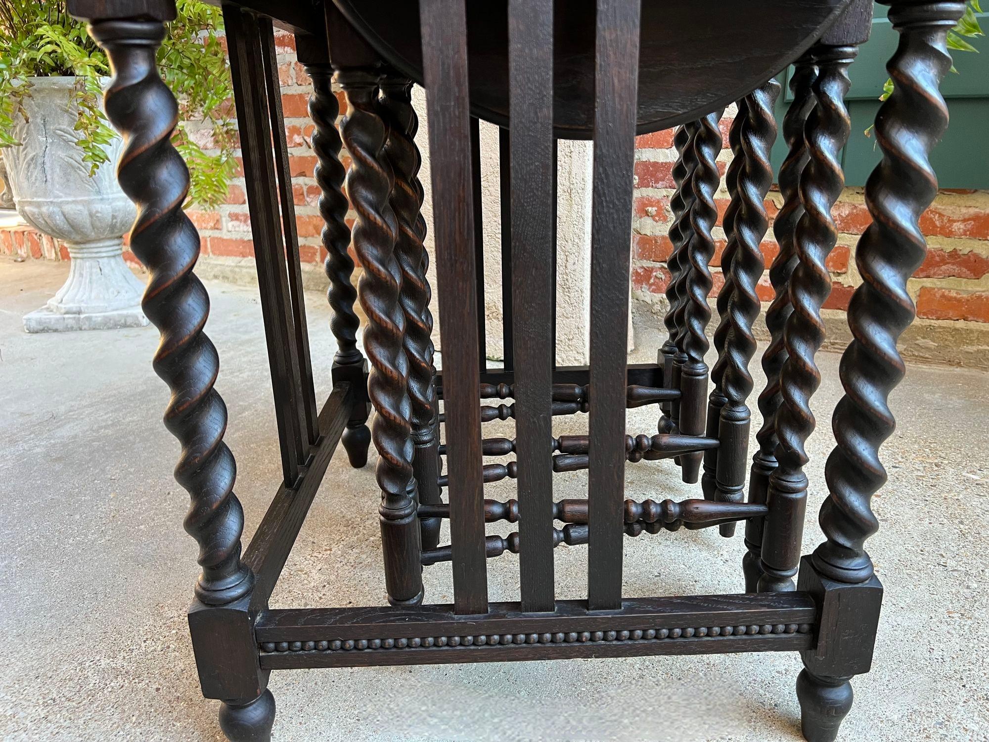 SET 4 Antique French Drop Leaf Nesting TABLE BARLEY TWIST Folding End Carved Oak For Sale 12