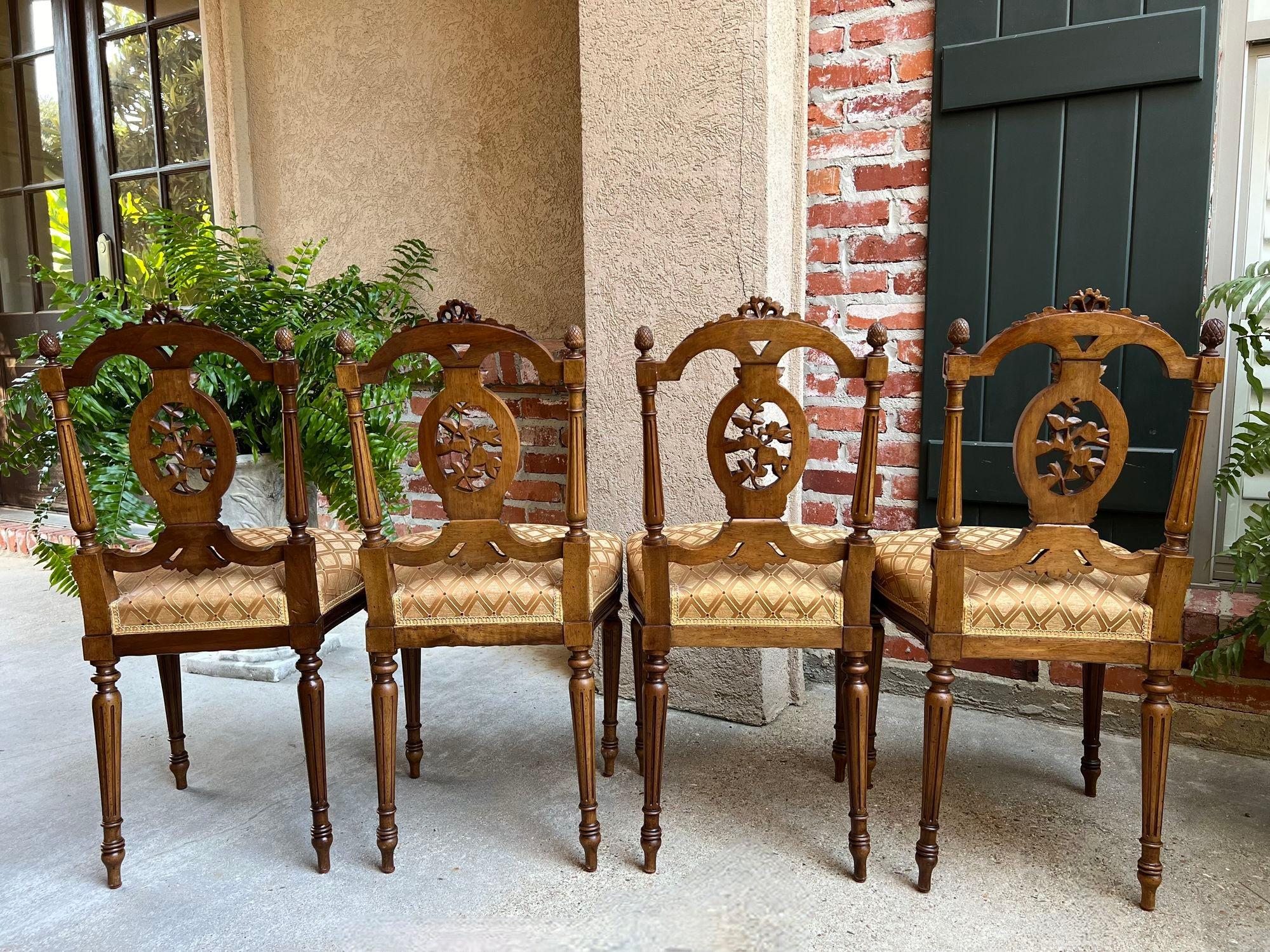 Set 4 Antique French Louis XVI Salon Chairs Petite Dining Parlor Carved Walnut 5