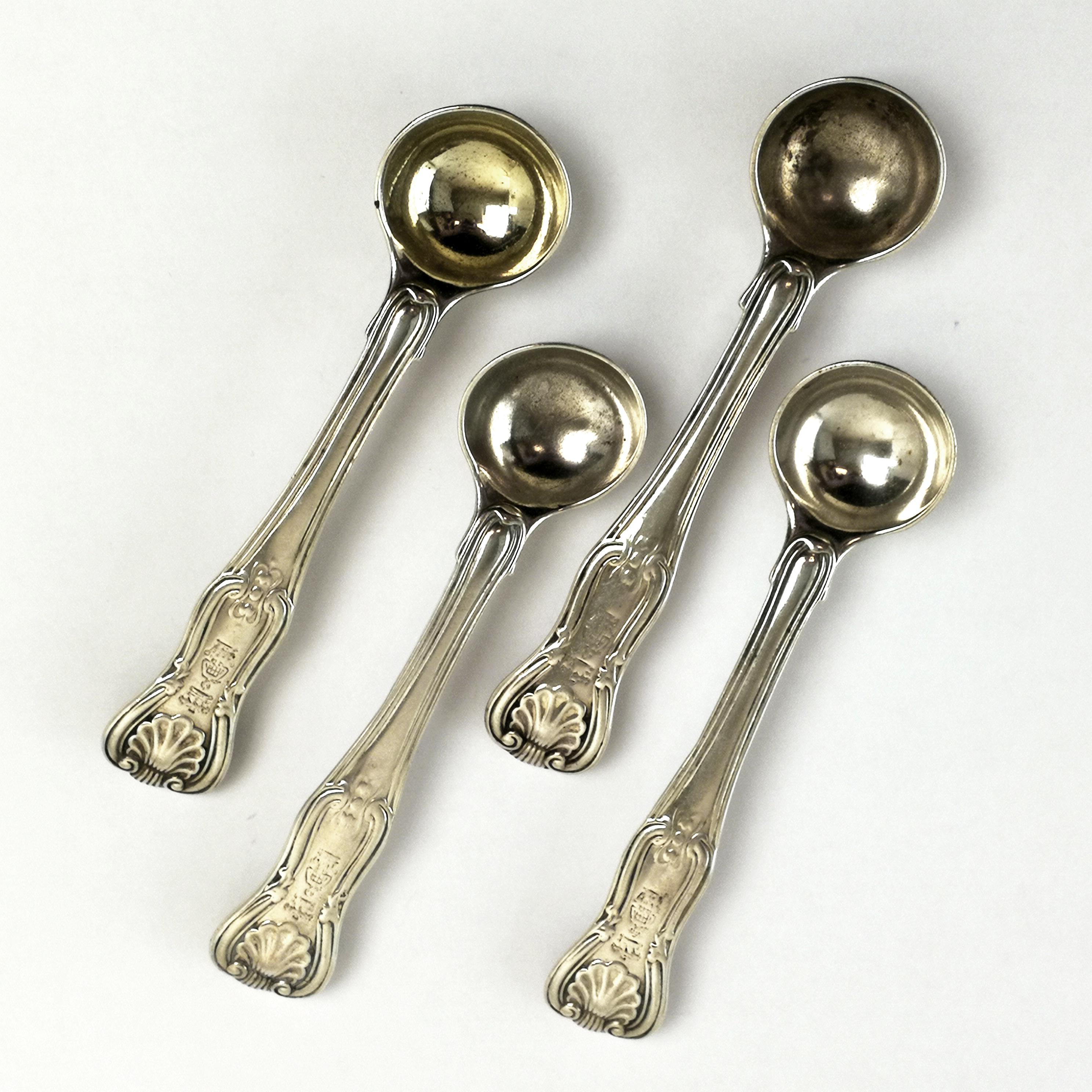 Set 4 Antique Sterling Silver Salts & Spoons / Salt Pinch Pots 1808/9 George III 6