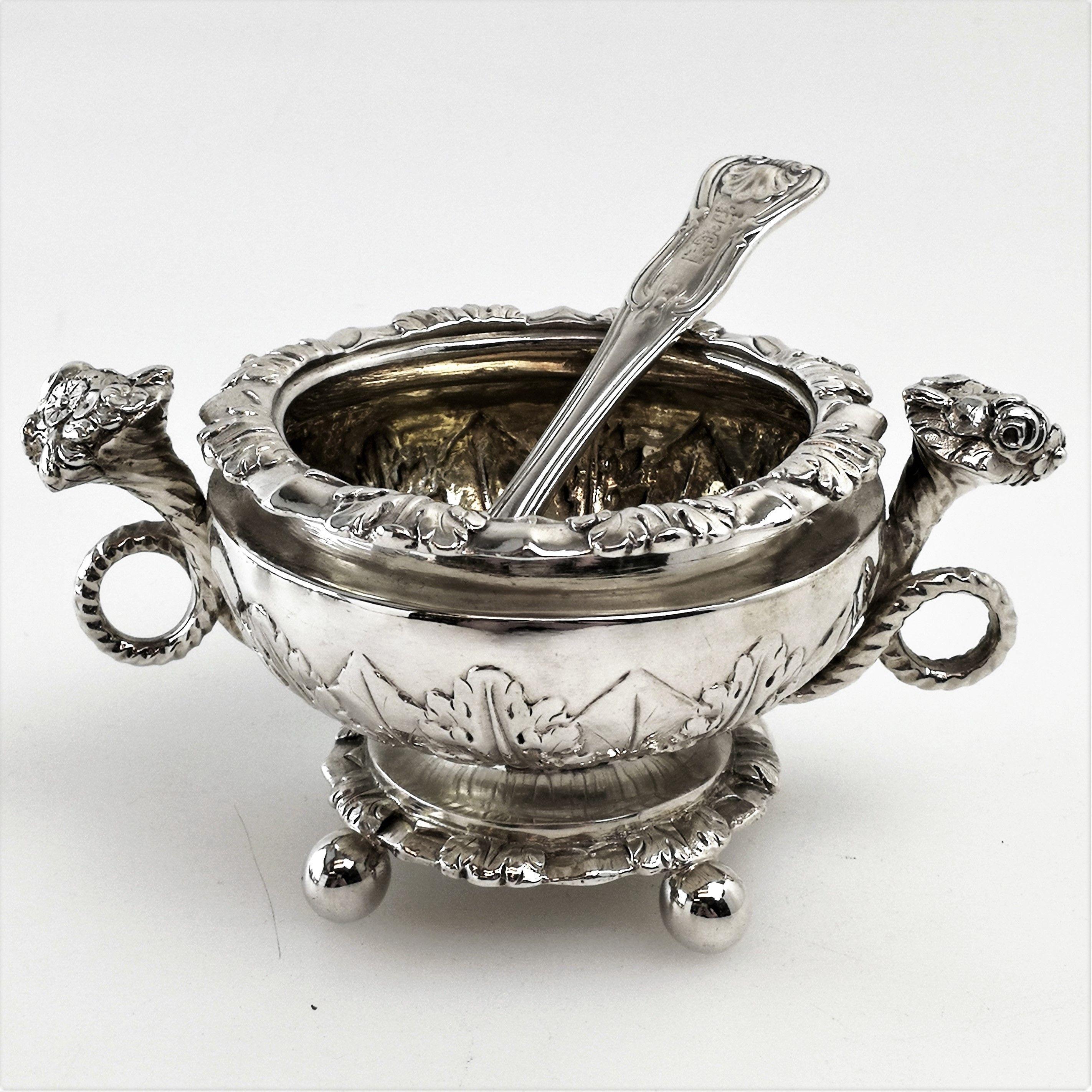 English Set 4 Antique Sterling Silver Salts & Spoons / Salt Pinch Pots 1808/9 George III