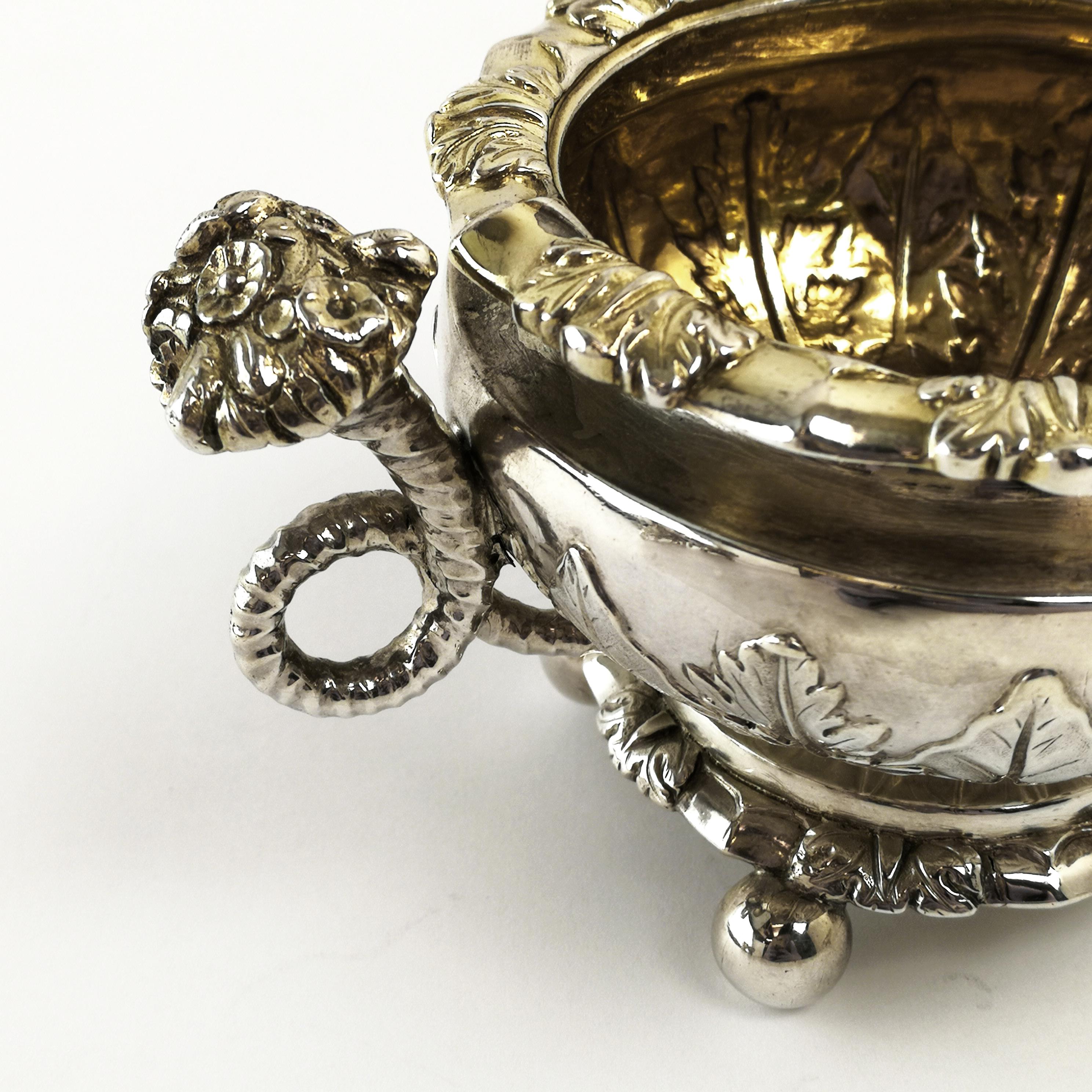 Set 4 Antique Sterling Silver Salts & Spoons / Salt Pinch Pots 1808/9 George III 2