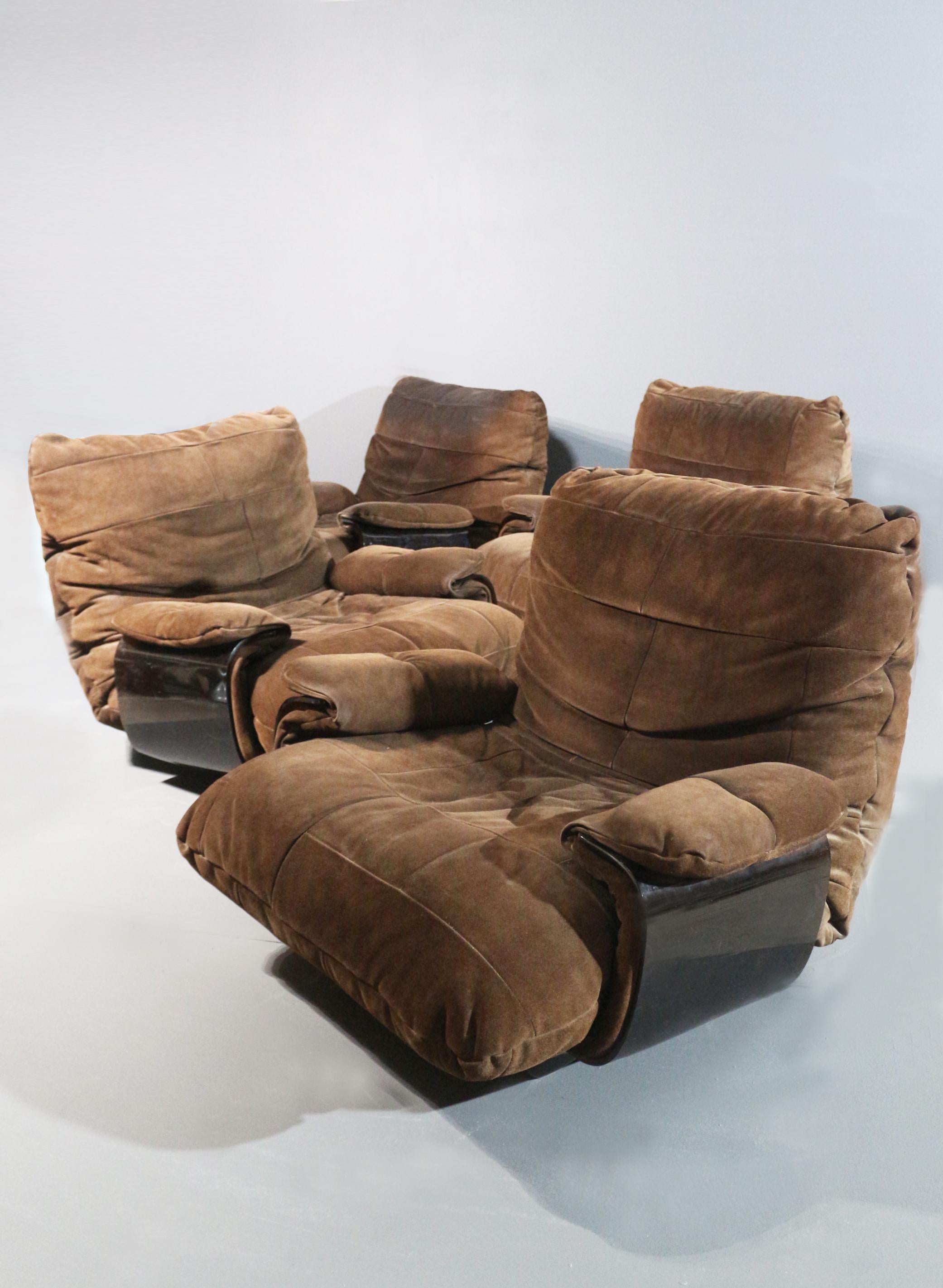 Mid-Century Modern Ensemble de 4 fauteuils Design Marsala Ligne Roset