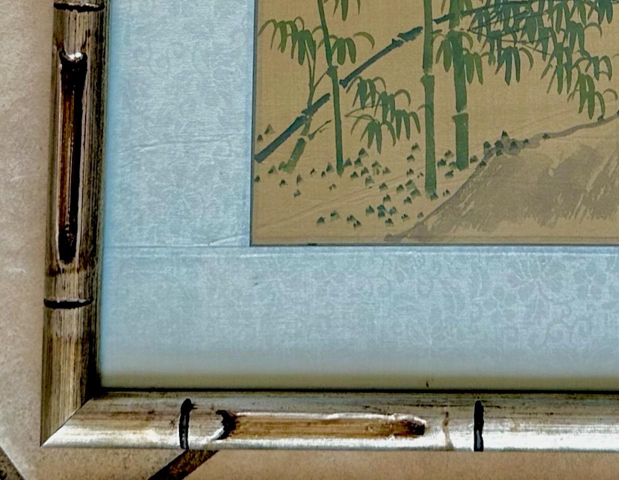 Set 4 Cuadros Asiáticos Japoneses Acuarela Seda Enmarcados 7