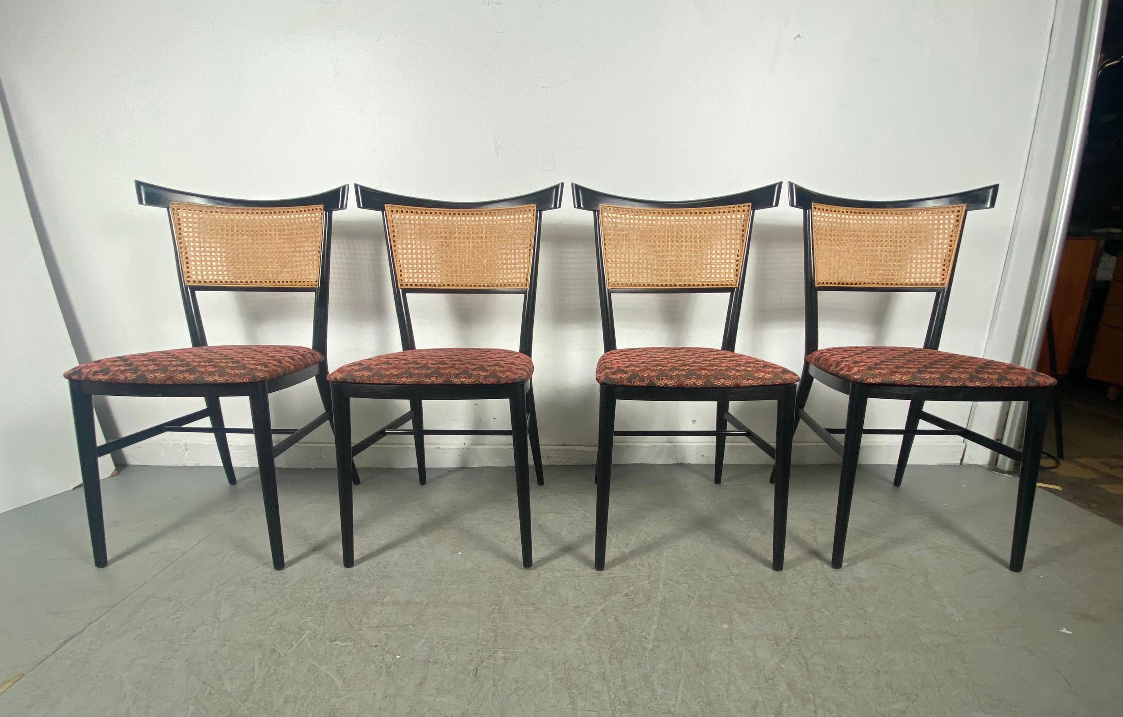Mid-Century Modern Set 4 Asian Modernist Side Dining Chairs, 