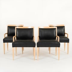 Satz 4 Rialto-Sessel aus schwarzem Leder J. Robert Scott im Deco-Stil