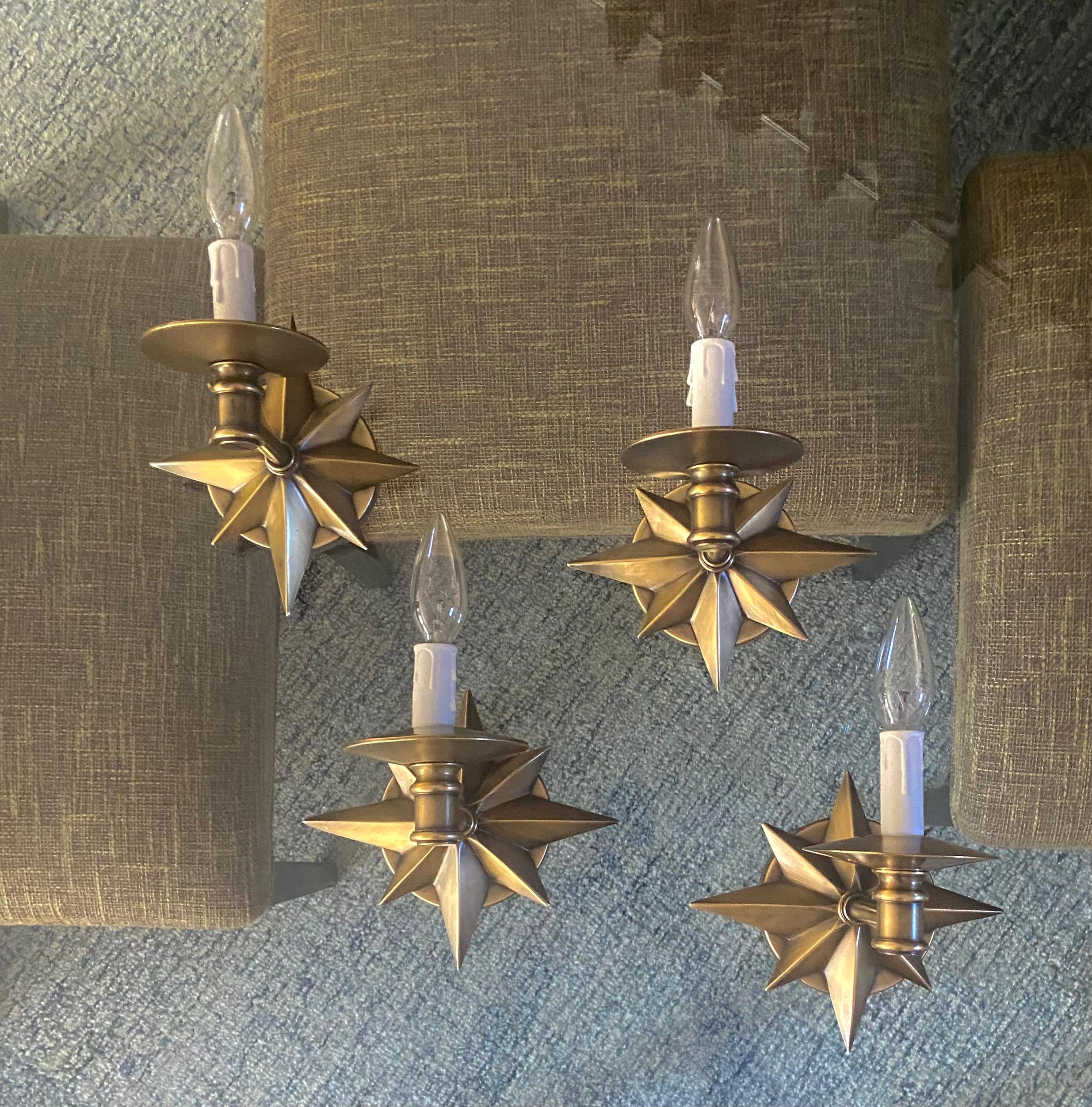 Set 4 Bronze Sunburst Star Wall Sconces 1