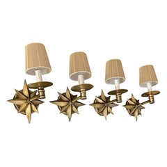 Set 4 Bronze Sunburst Star Wall Sconces