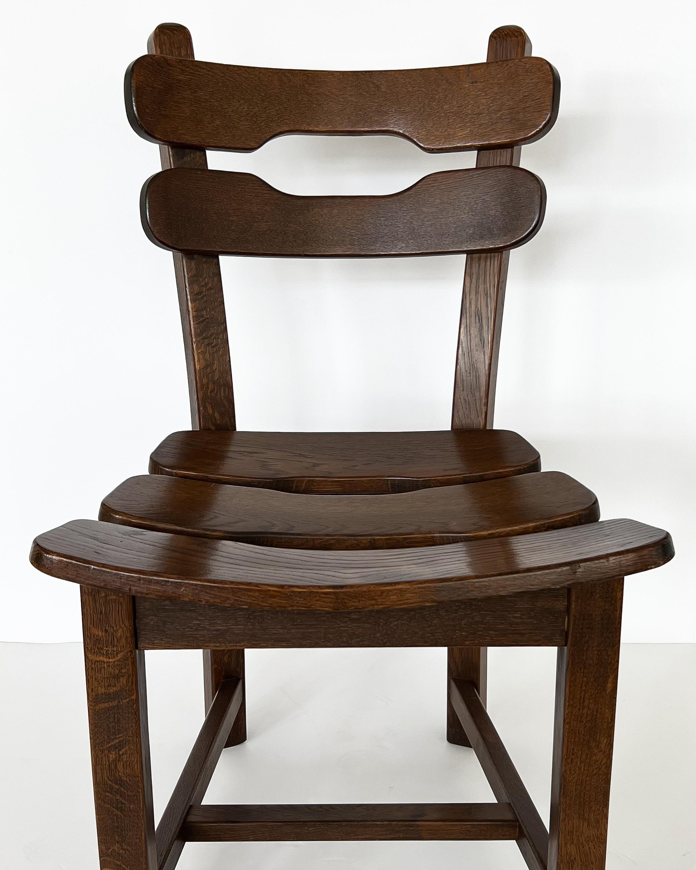 Set 4 Brutalist Oak Dining Chairs by Dittmann & Co for Awa Radbound 4