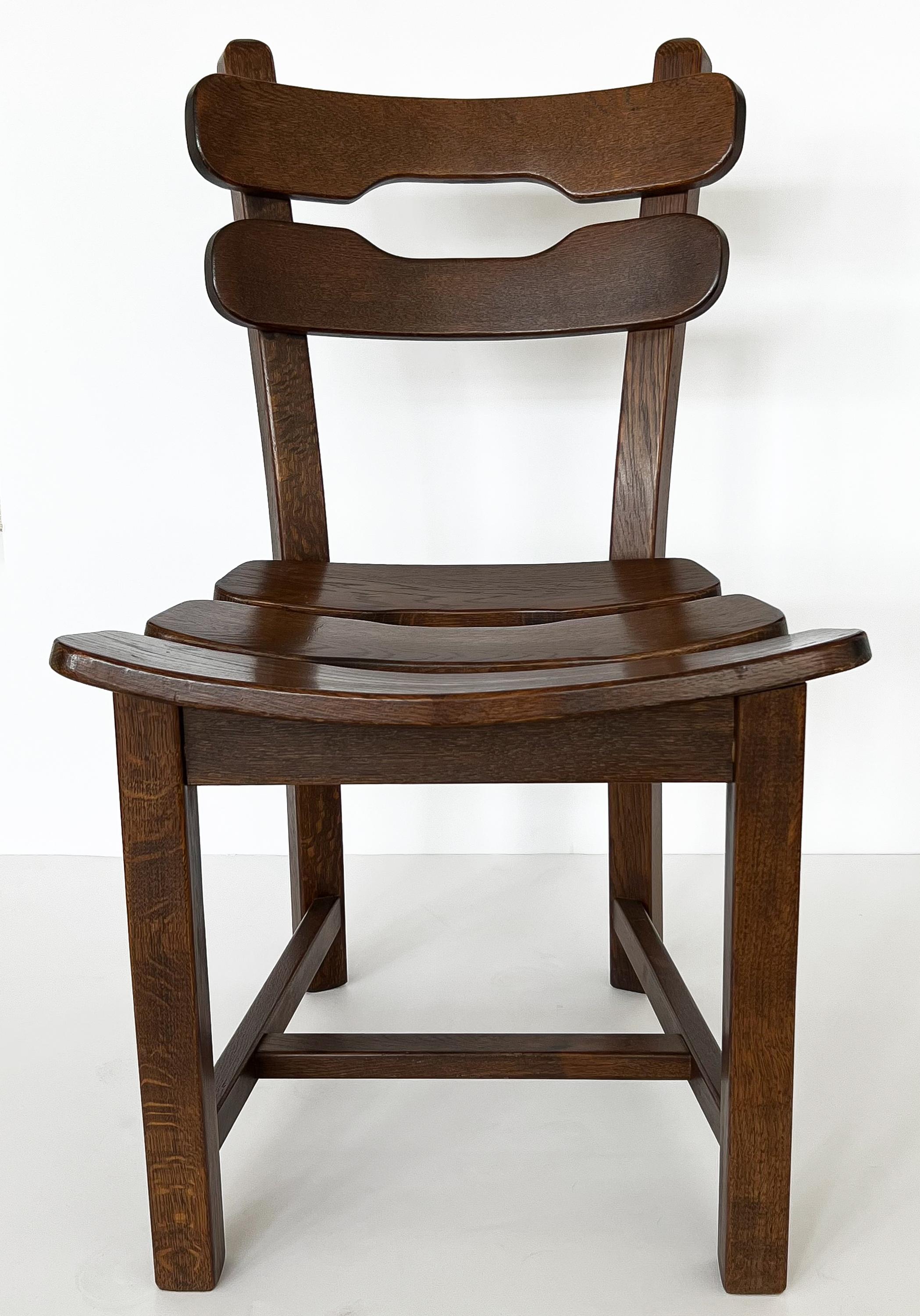 Mid-Century Modern Set 4 Brutalist Oak Dining Chairs by Dittmann & Co for Awa Radbound
