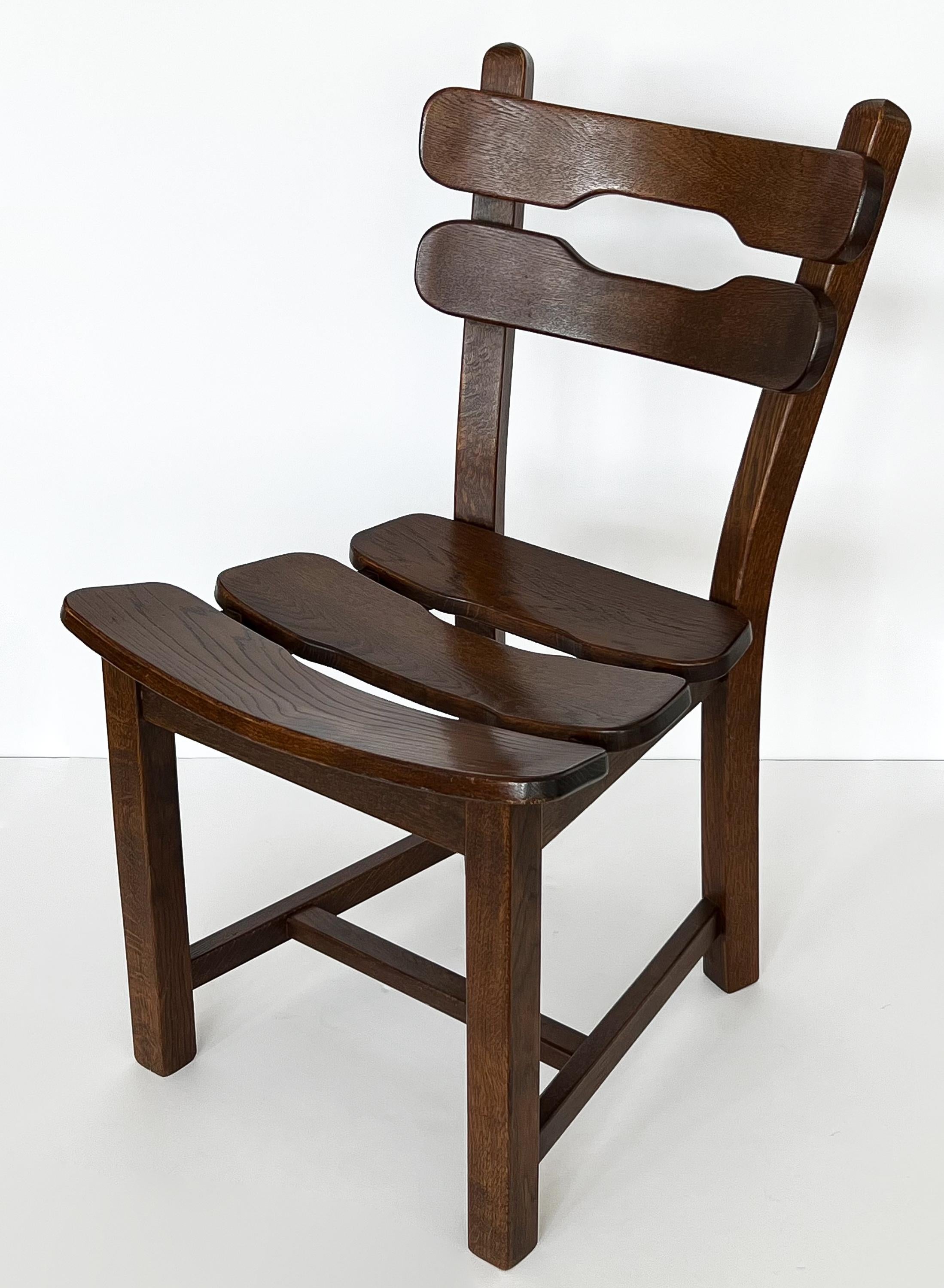Dutch Set 4 Brutalist Oak Dining Chairs by Dittmann & Co for Awa Radbound