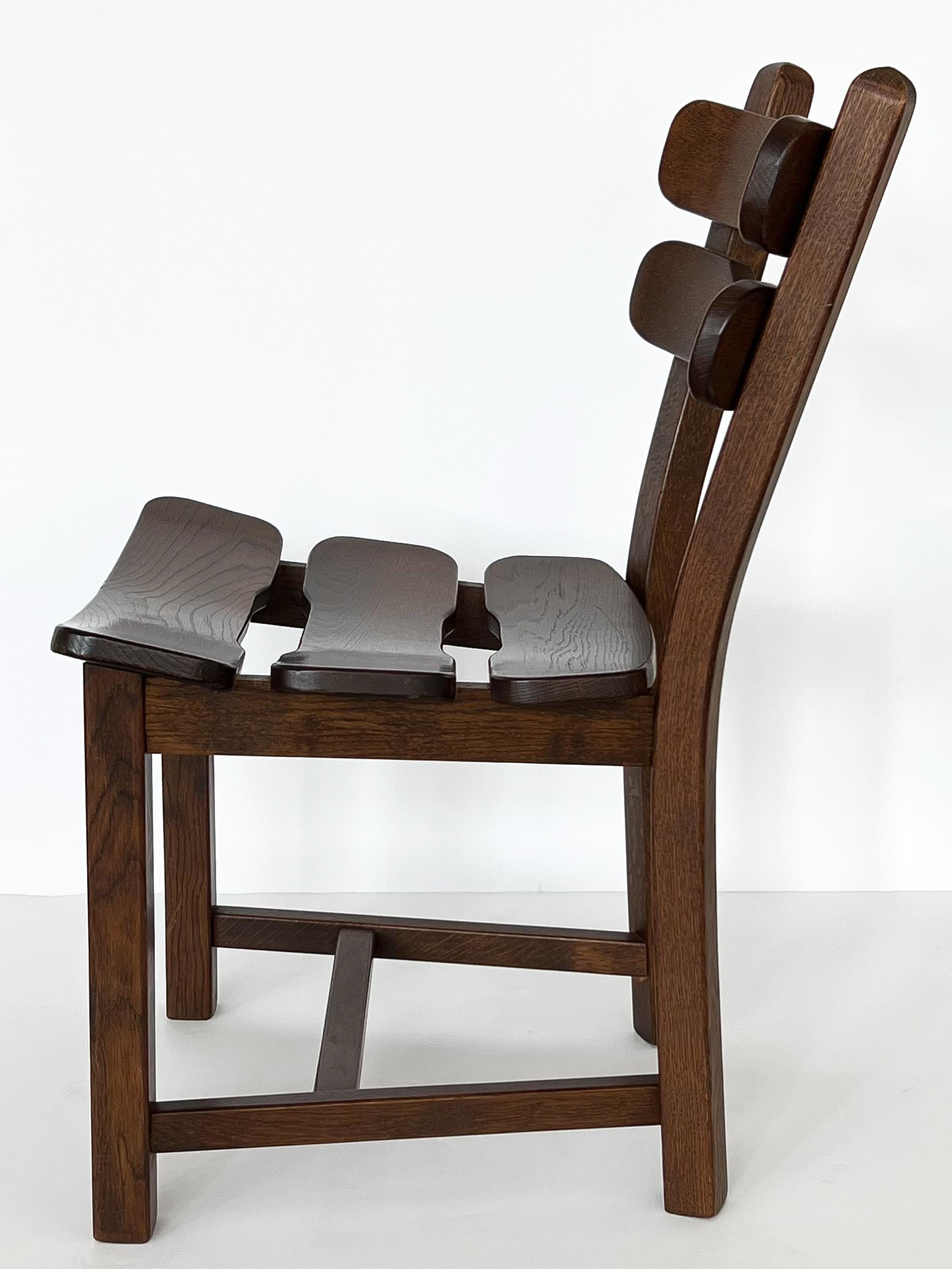 Stained Set 4 Brutalist Oak Dining Chairs by Dittmann & Co for Awa Radbound