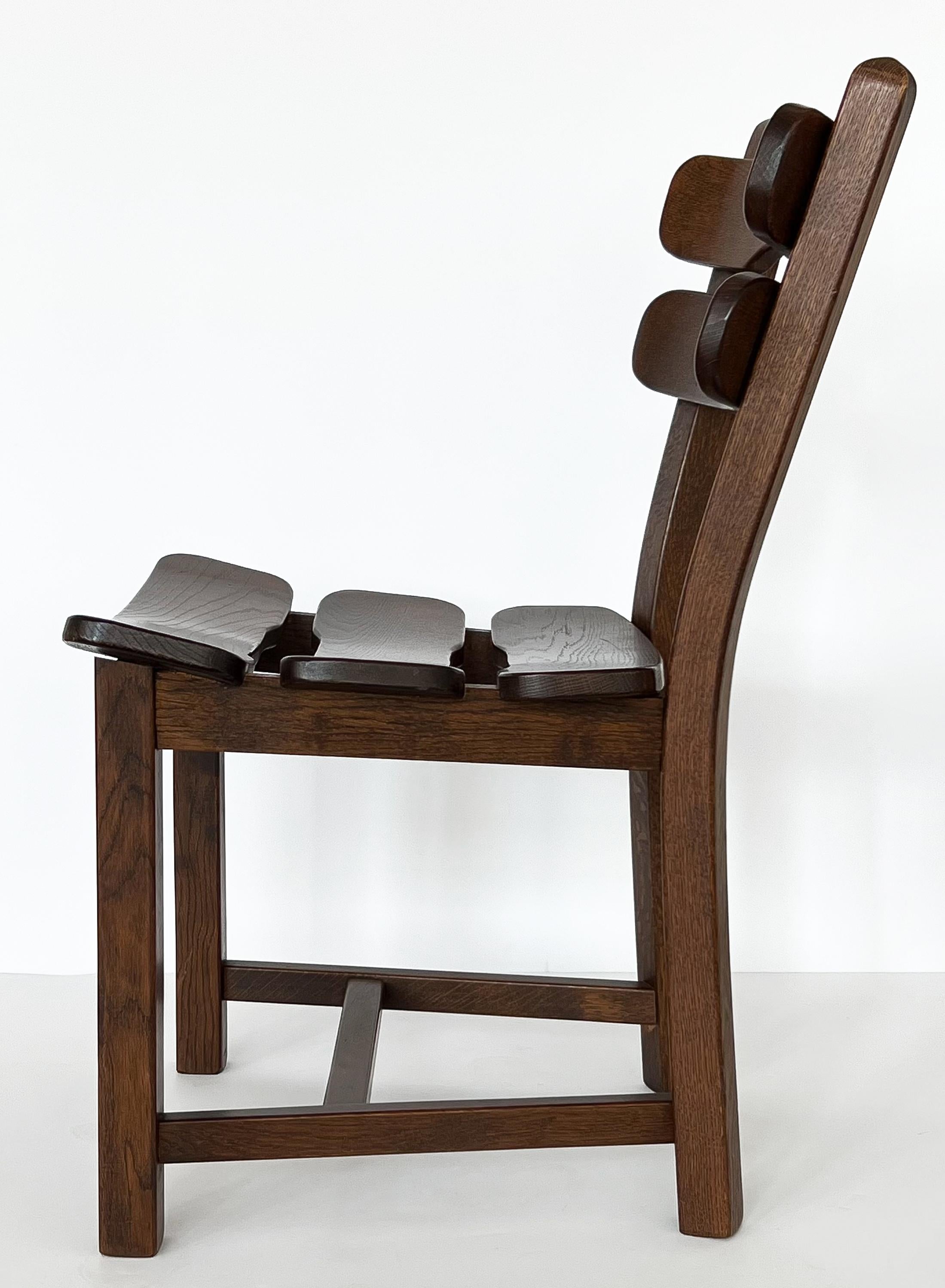 Set 4 Brutalist Oak Dining Chairs by Dittmann & Co for Awa Radbound In Good Condition In Chicago, IL