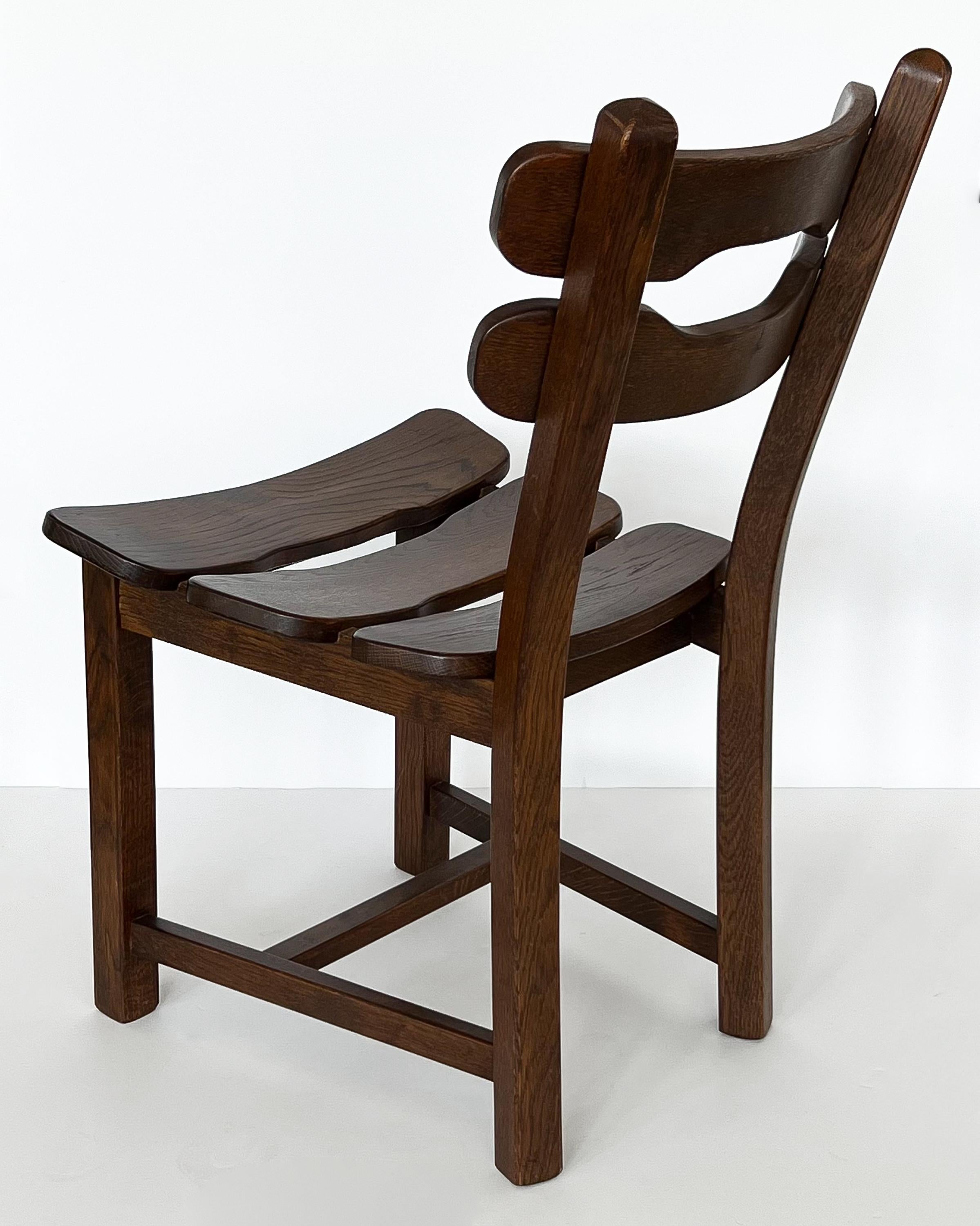 Set 4 Brutalist Oak Dining Chairs by Dittmann & Co for Awa Radbound 1