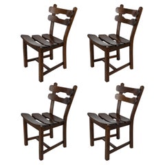 Set 4 Brutalist Oak Dining Chairs by Dittmann & Co for Awa Radbound