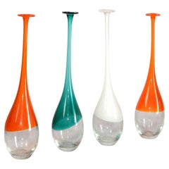 Set 4 Carlo Moretti Style Blown Colorful Art Glass Bud Vase Mid-Century Modern