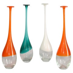 Set 4 Carlo Moretti Style Blown Colorful Art Glass Bud Vase Mid-Century Modern