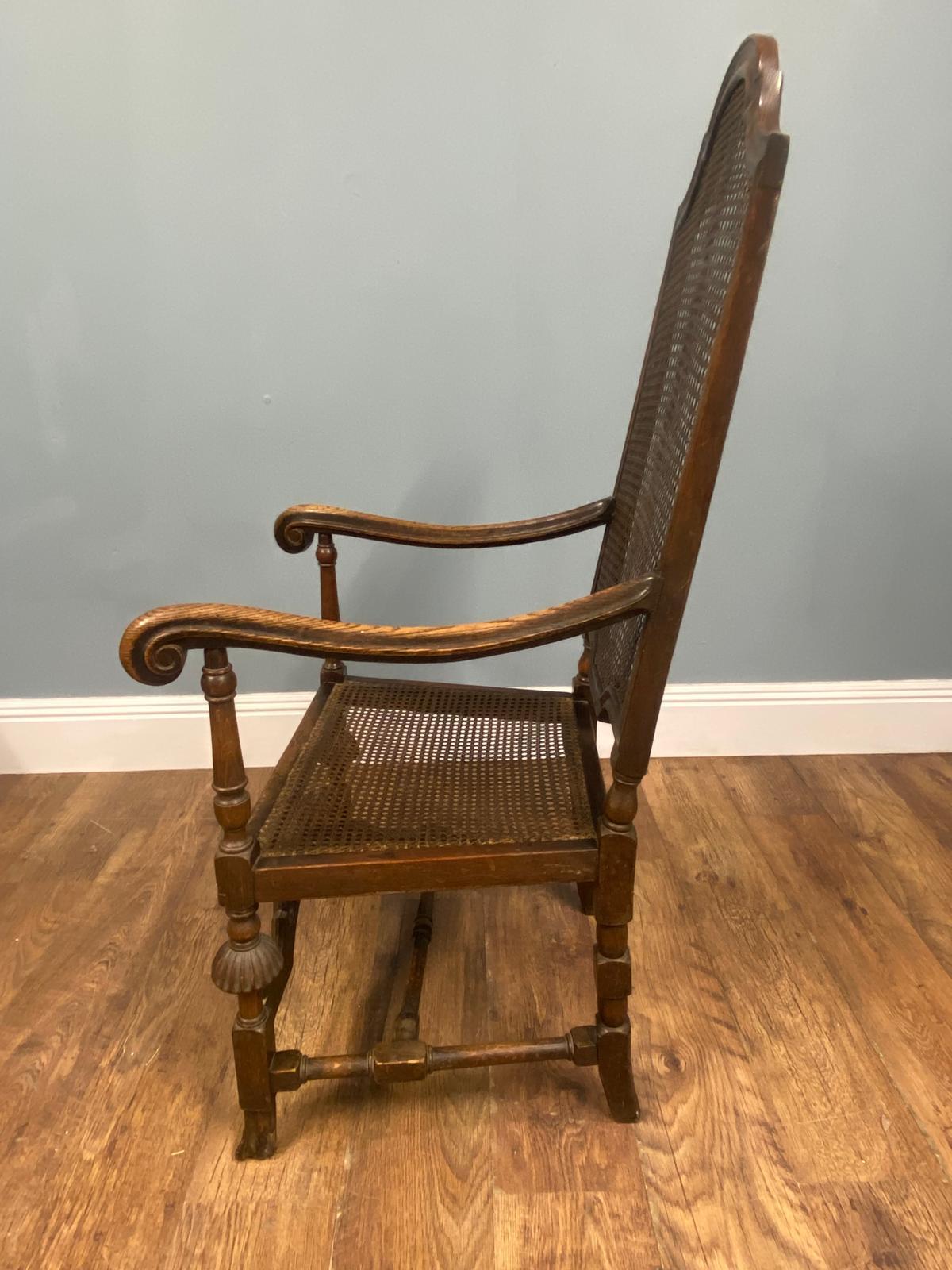 Set 4 Carved Chairs Cane Weaved Cromwellian Farmhouse 1890 im Angebot 4