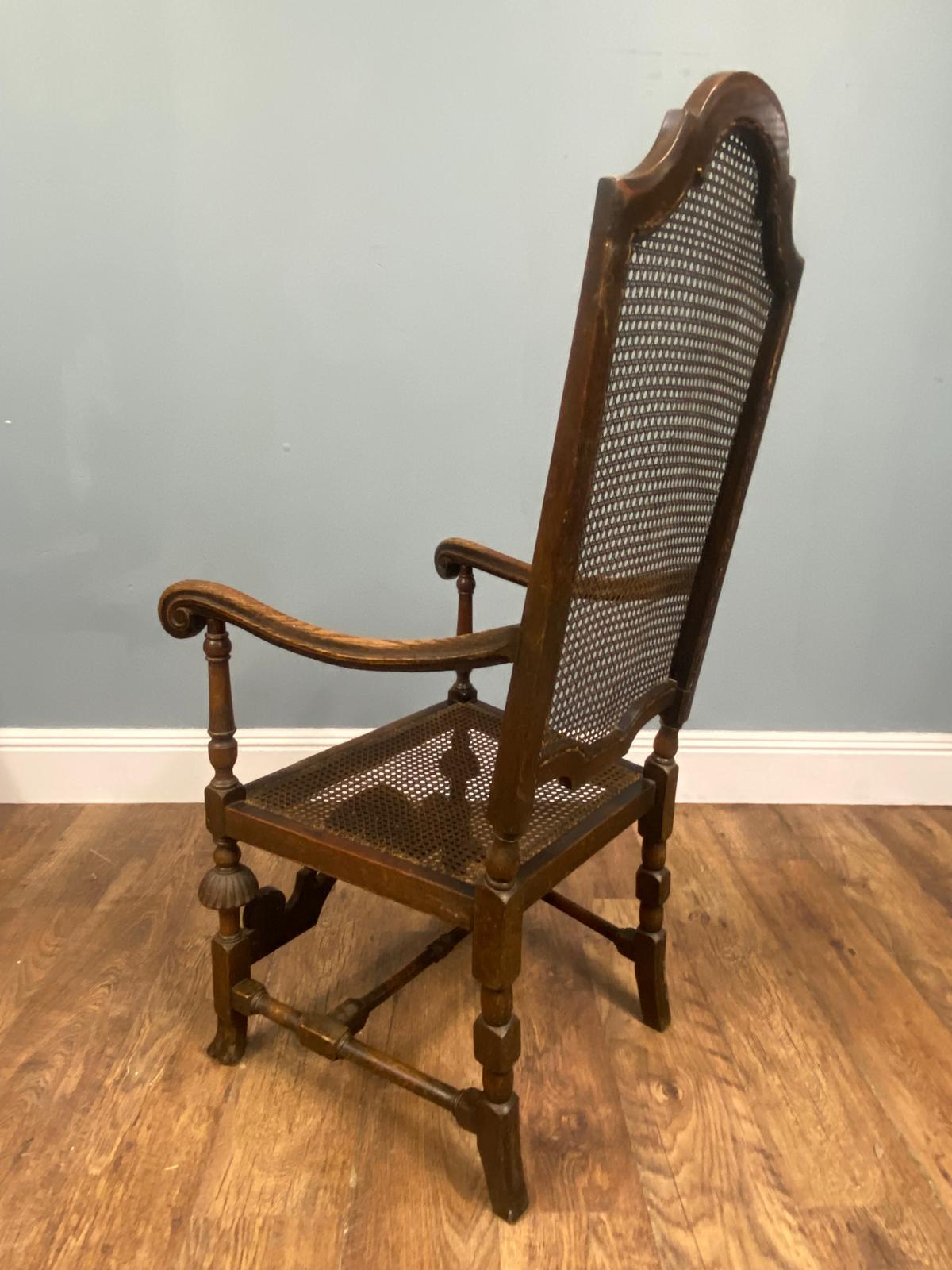 Set 4 Carved Chairs Cane Weaved Cromwellian Farmhouse 1890 im Angebot 1