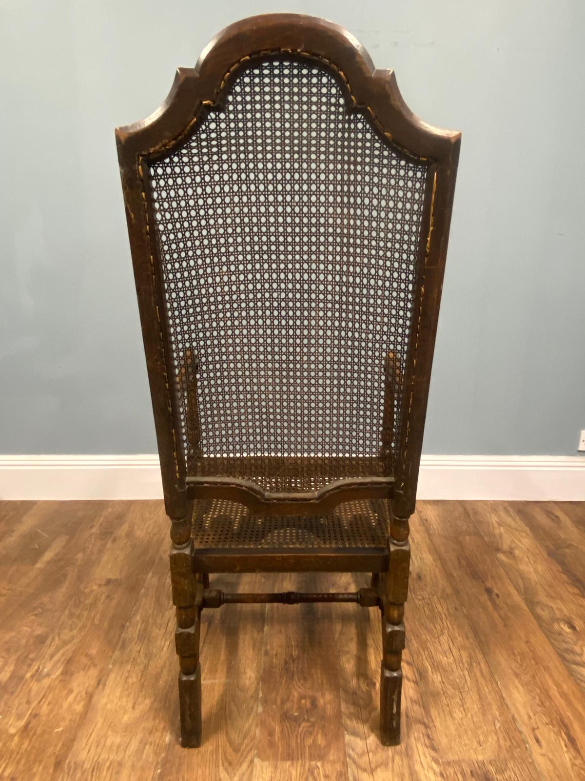 Set 4 Carved Chairs Cane Weaved Cromwellian Farmhouse 1890 im Angebot 2