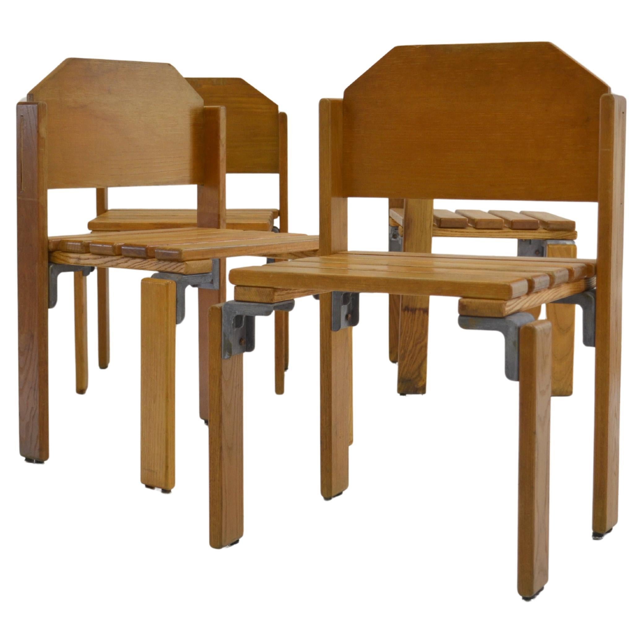 set 4 chaise à lattes Georges Candilis 1968