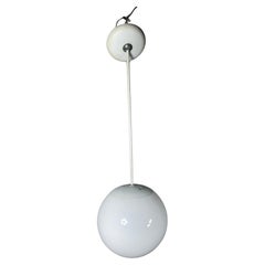 Set 4 Classic BALL Prescolite pendant fixture's with white glass globe, c.1950s