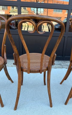 Set 4 Classic Thonet" Sweetheart"  bentwood and cane cafe chairs..