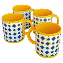 Set 4 Collectible Postmodern Ceramic Coffee Mugs by Waechtersbach Spain 2 Avail.
