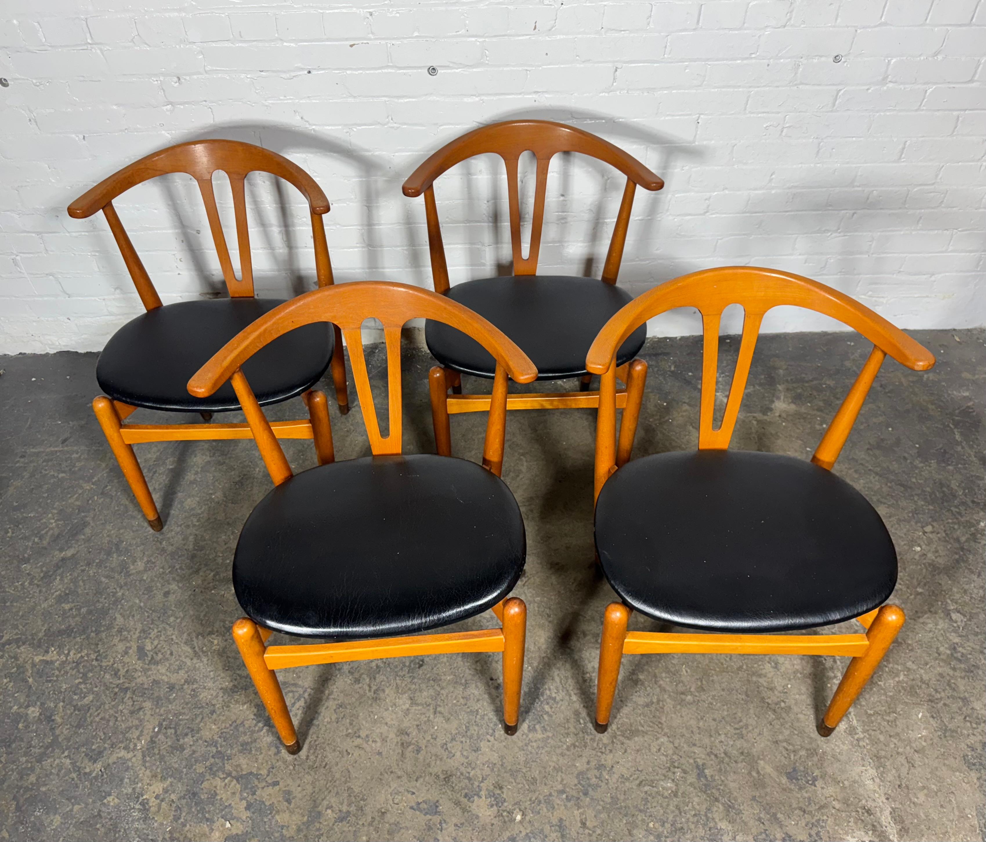 Set 4 Cow horn Chairs by Folke Sundberg , Sweden solid beech /ebonized feet 2