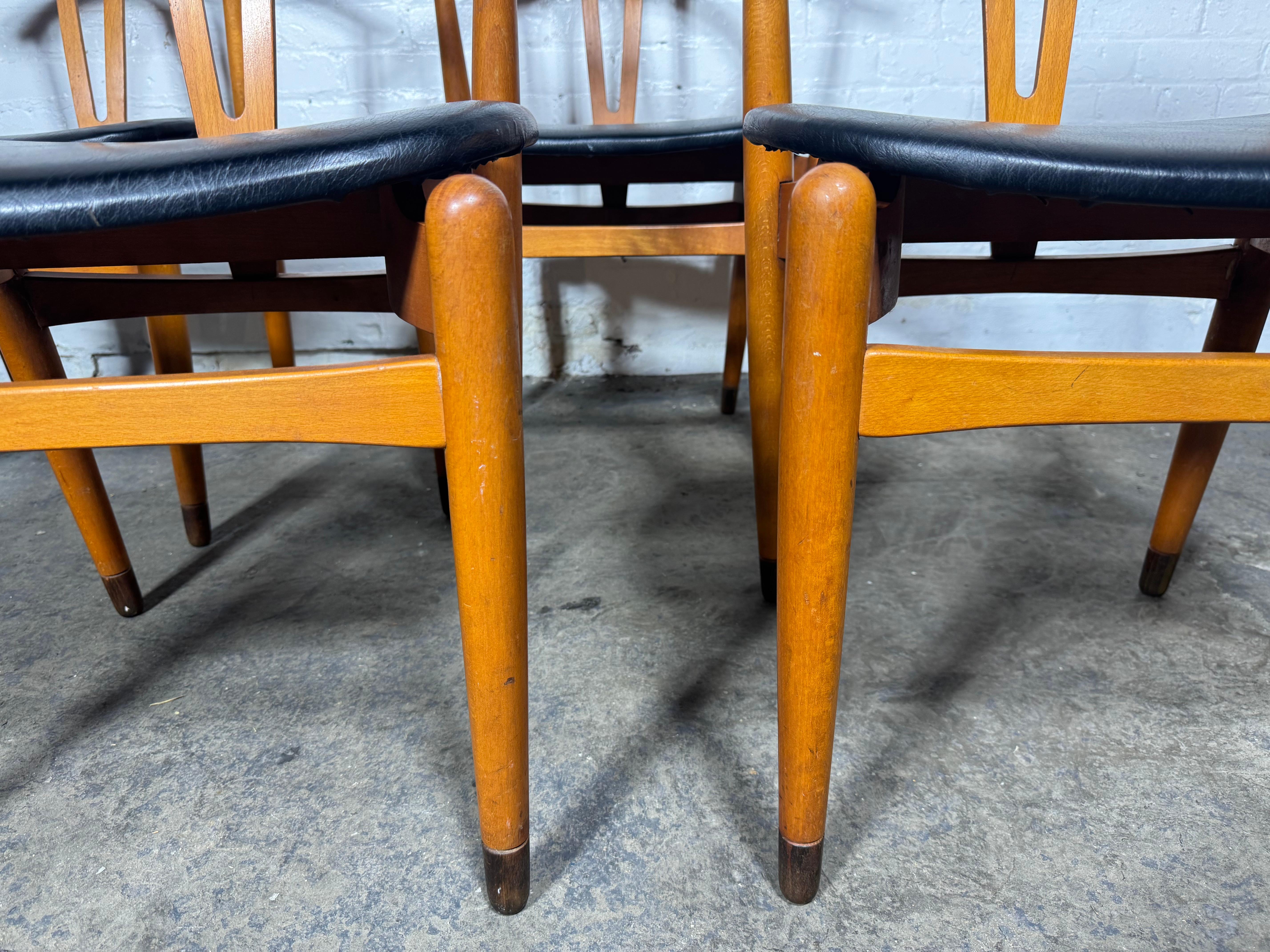 Set 4 Cow horn Chairs by Folke Sundberg , Sweden solid beech /ebonized feet 1