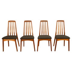 Satz 4 dänische Mid Century Modern "Eva" Teak Esszimmerstühle von Niels Koefoed 1964