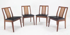 Set 4 Danish Mid-Century Modern Oiled Walnut Cane Back Side Dining Chairs MINT!