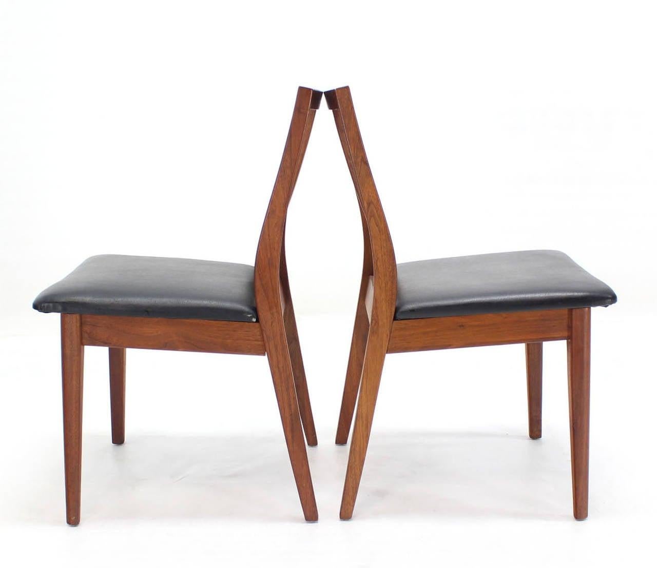 American Set 4 Danish Mid-Century Modern Oiled Walnut Cane Back Side Dining Chairs MINT! For Sale
