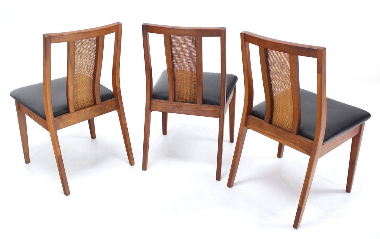 20th Century Set 4 Danish Mid-Century Modern Oiled Walnut Cane Back Side Dining Chairs MINT! For Sale