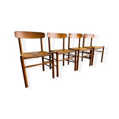 Ensemble de 4 chaises de salle à manger danoises modernes Brge Mogensen modèle 'J39'