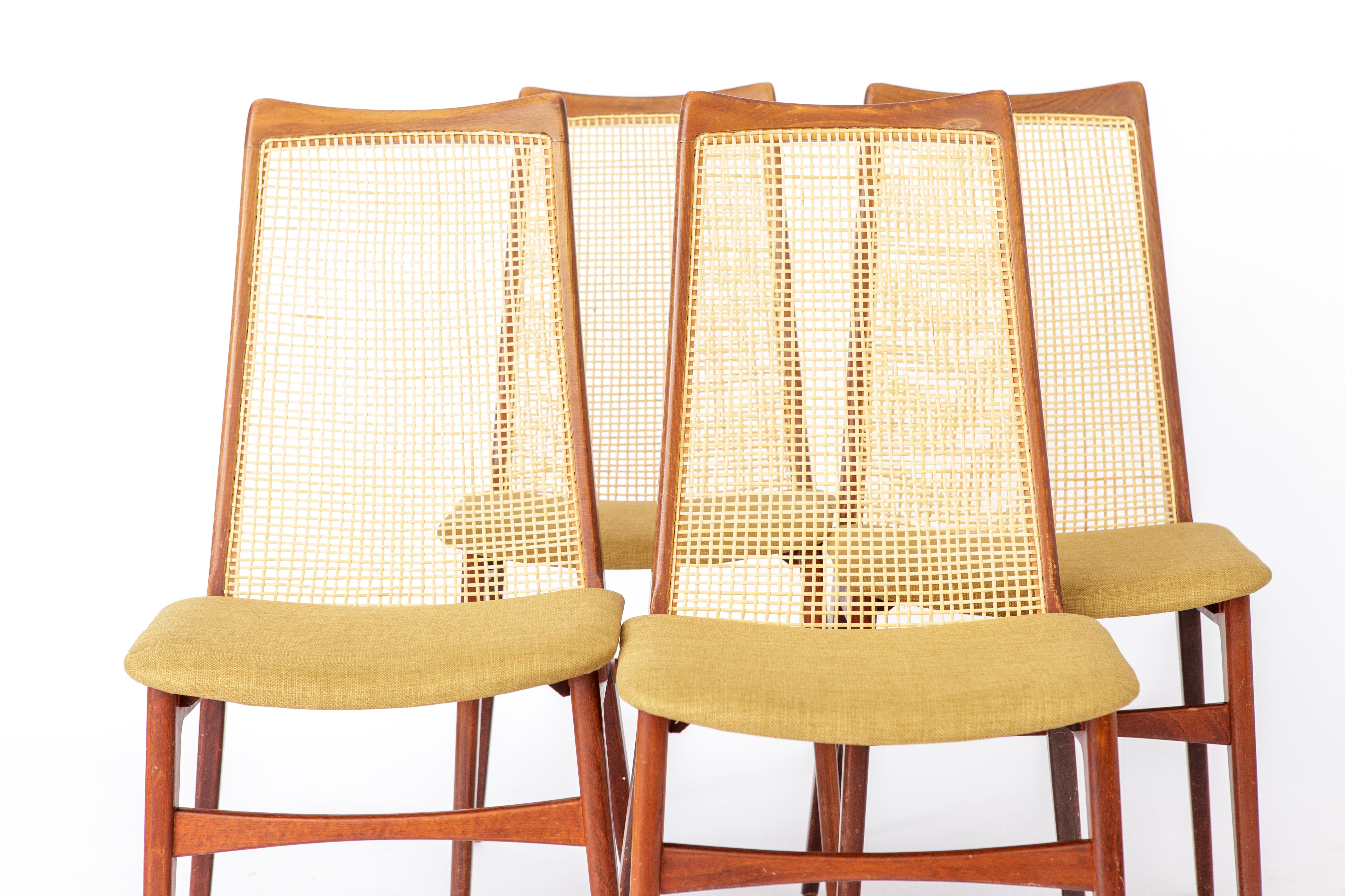 Mid-Century Modern Set 4 Dining Chairs 1960s by Wilhelm Benze GmbH, Germany For Sale