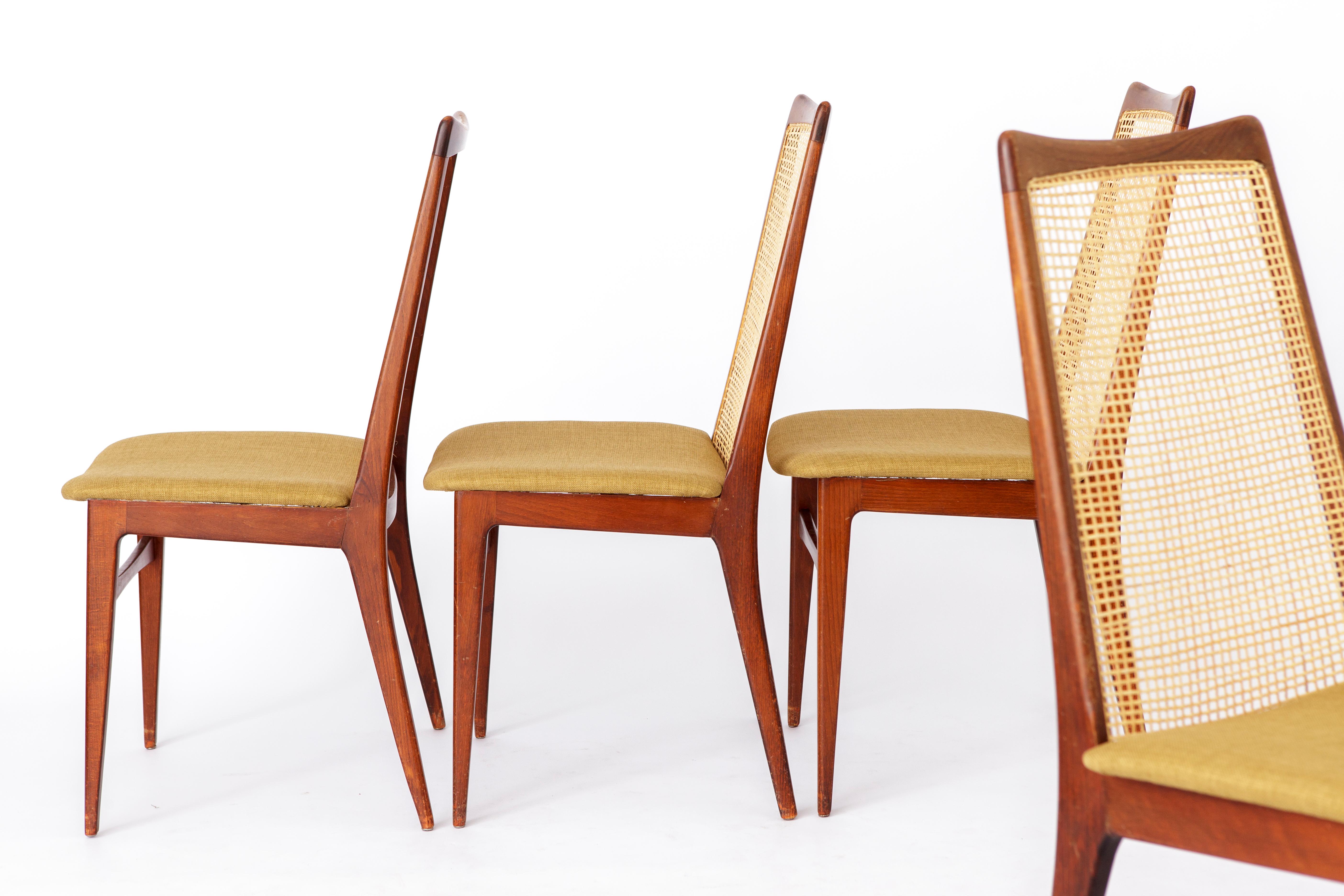 Mid-20th Century Set 4 Dining Chairs 1960s by Wilhelm Benze GmbH, Germany For Sale
